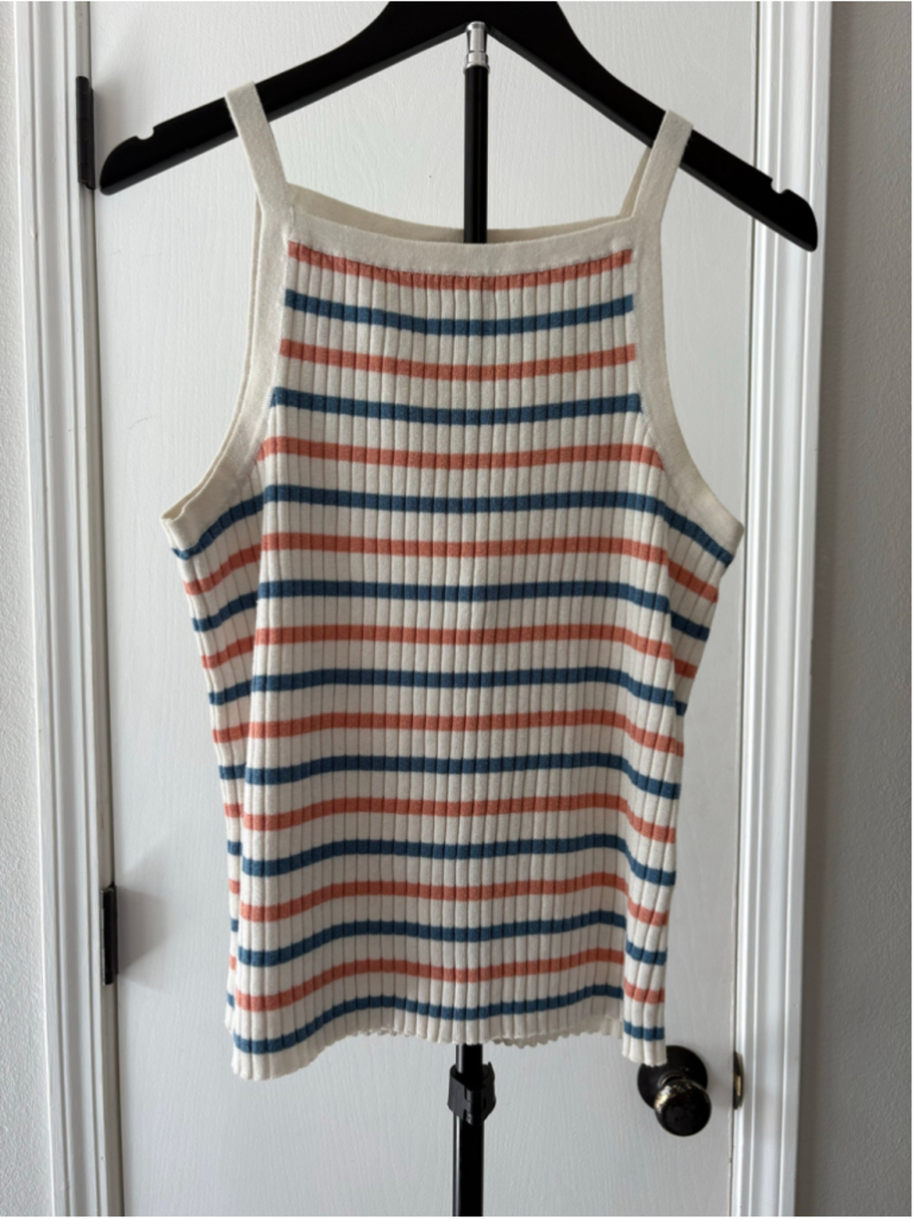 Madewell Striped Apron Sweater Tank Top Ribbed Knit Cotton Hemp Size M - Picture 2 of 9